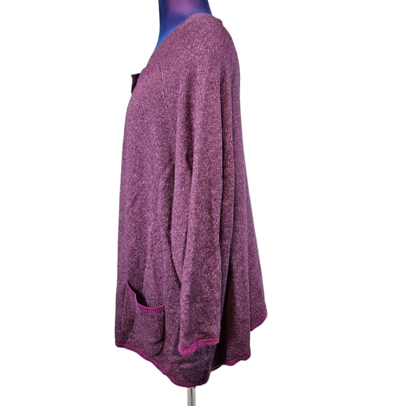 Talbots Fuchsia & Gray Chevron Wool Blend Cardigan Sweater 2X Women's Plus K23 - Picture 3 of 8